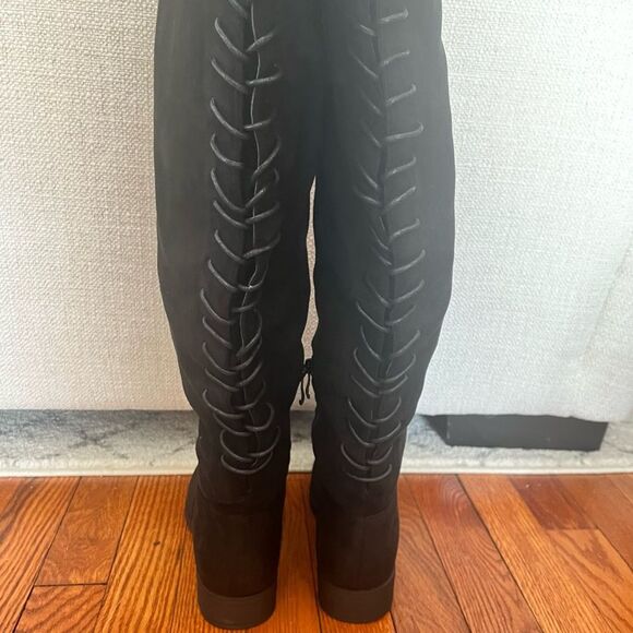 NIB French Connection Black Jasper Lace-up Over The Knee Boots Size 7.5 - Picture 7 of 10
